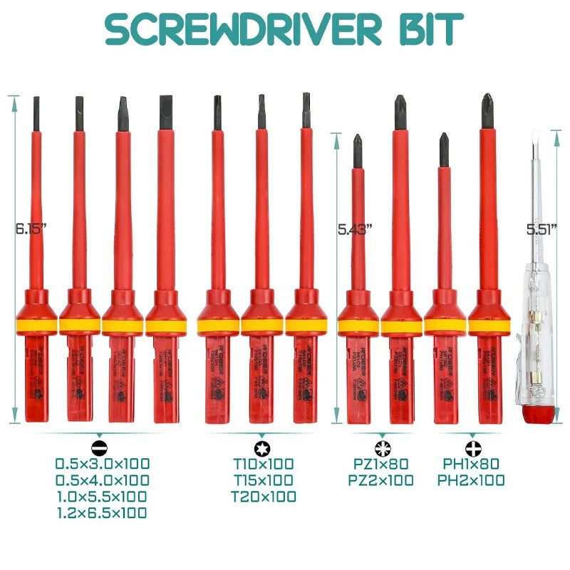 1000V Changeable Insulated Screwdrivers Set